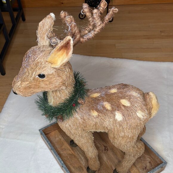 Pier 1 Imports Tall Bristle Straw Standing Deer Figurine Christmas Decoration - Picture 6 of 16